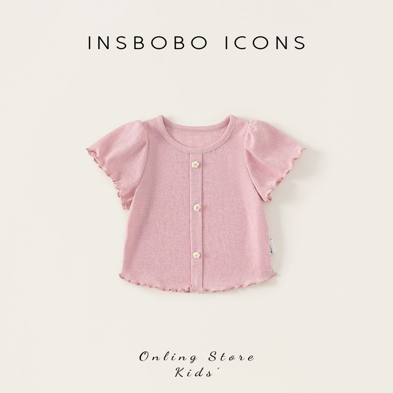 Girls  Short-Sleeve 2026 New Style T-Shirt, Baby Girl Clothing, Summer Trendy Children s Top, Girls  Summer Outfit, Children s Fashion Pink 90