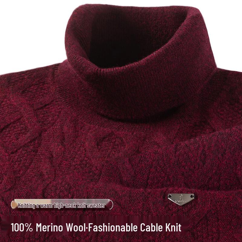 MONTAGUT Men's Pure Wool Turtleneck Sweater