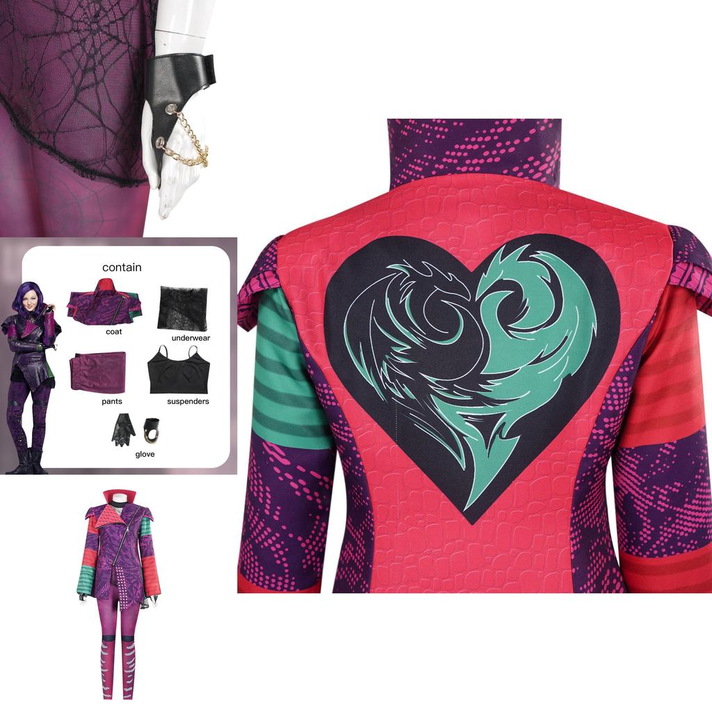 Descendants 3 Mal Cosplay Body z polyesterové směsi pro Halloweenskou tematickou kostýmovou párty