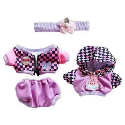 Niannyyhouse 20cm Bambola di Peluche Vestiti, Fascia, Felpa con Cappuccio, Cappotto, Pantaloni, Bambola di Cotone, Vestiti (porpora)