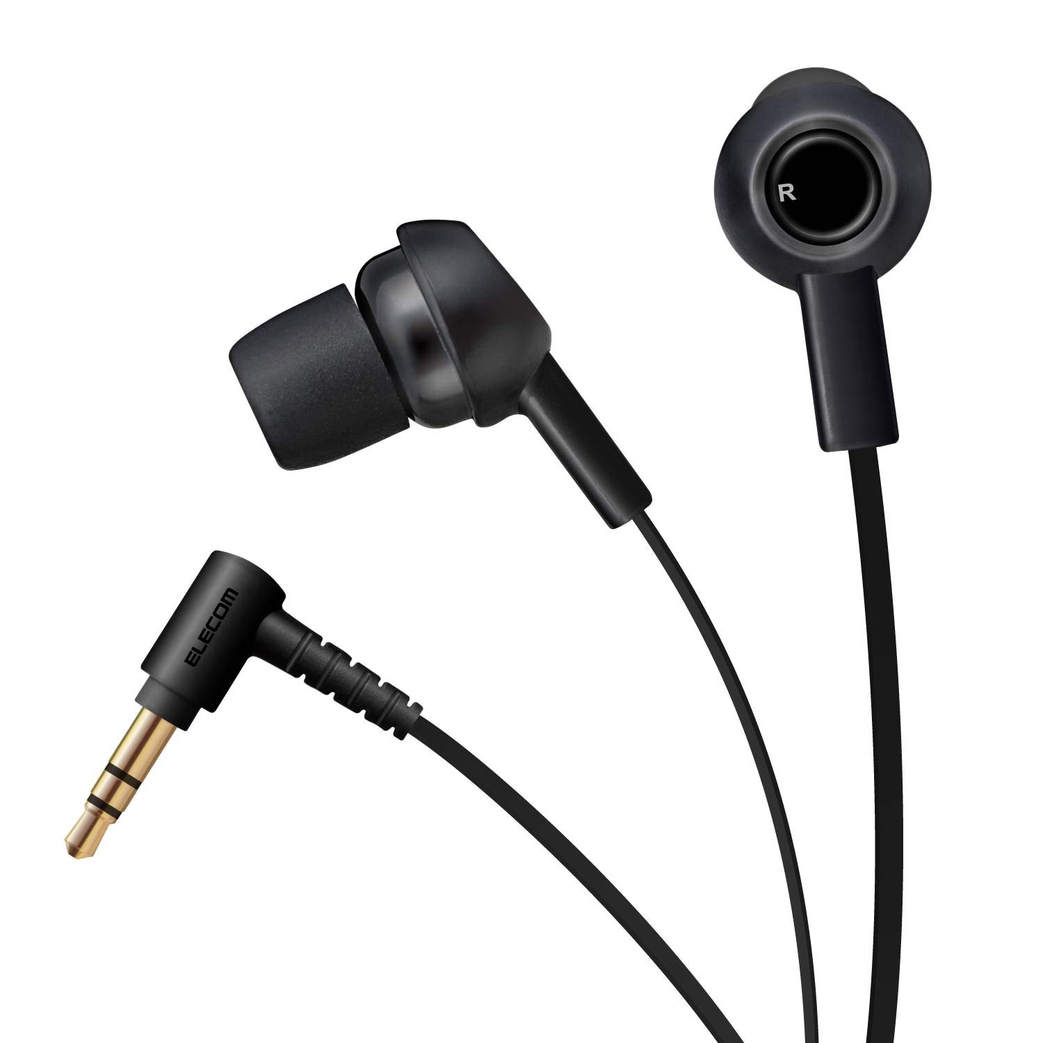 

ELECOM Stereo Earphones, Tangle-Resistant Flat Cord, Y-Shaped, 9mm Driver, Black, EHP-C3520BK