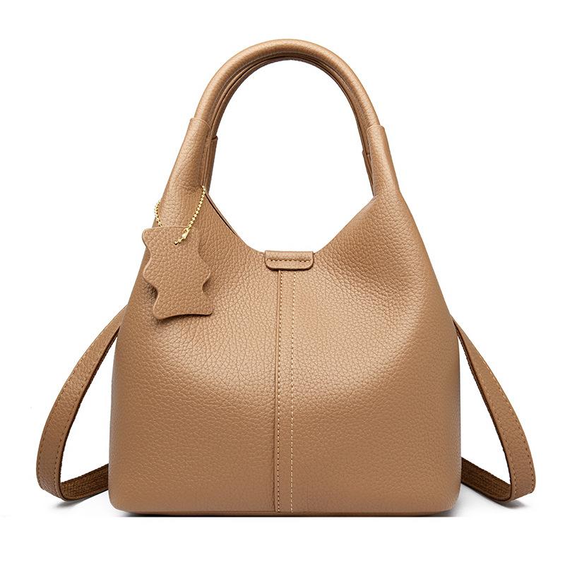 Handbag - Soft Leather Shoulder Bag for Carrying - Fashionable Single-shoulder Crossbody Bag - High-quality Bucket Bag