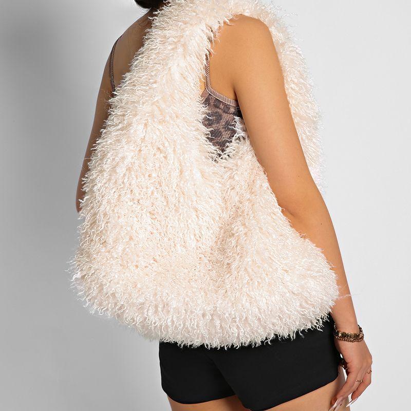 Yogodlns Luxury Fluffy Tote Women Shoulder Bag Lamb Wool Faux Fur Hobo Bags for Winter Large Capacity Shopper Plush Designer Handbags