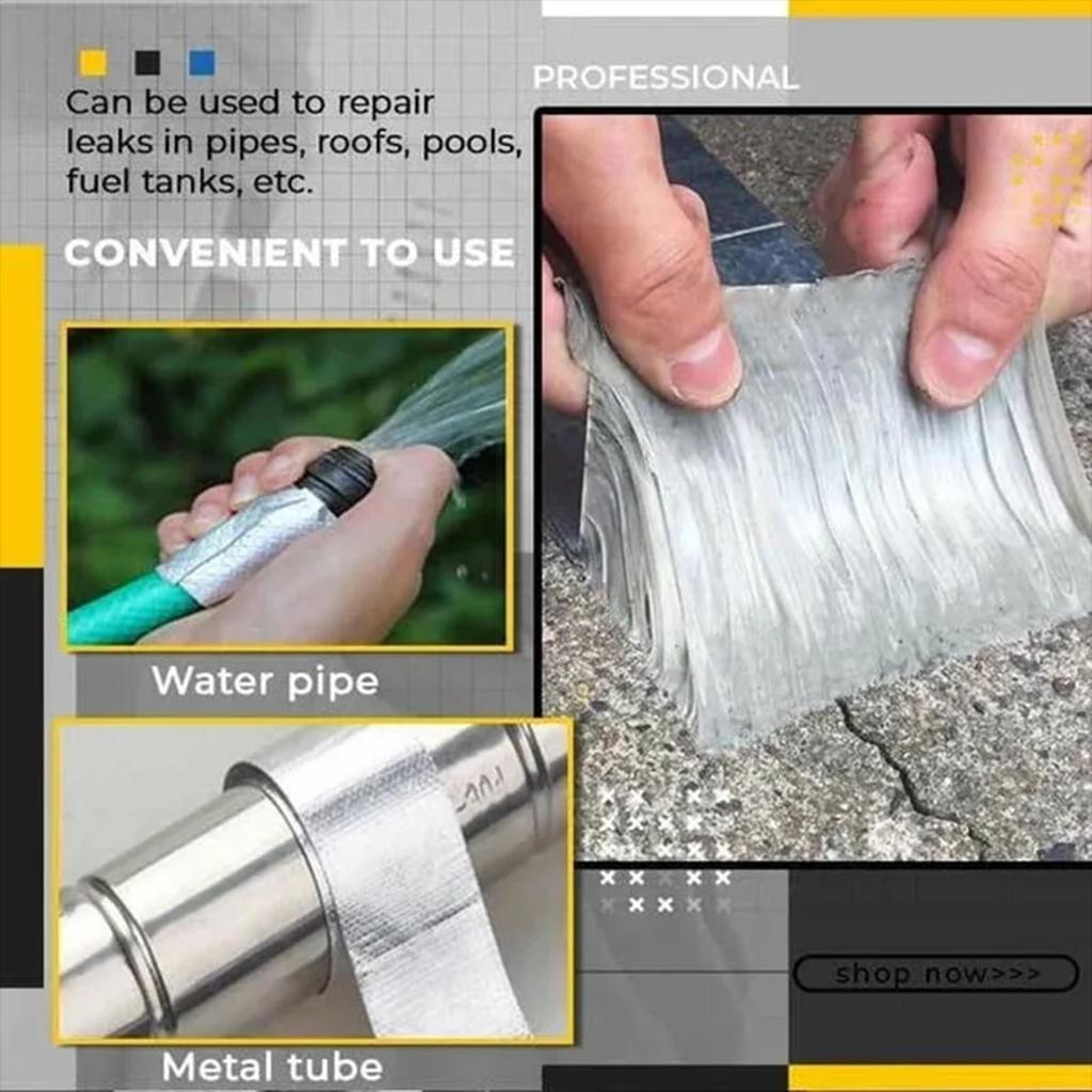 Water Proof Tape Waterproof Aluminum Foil Bandages Leak Fixing Rubber Repair Tape For RV Window Door Bathroom Pipe Roof Duct Car