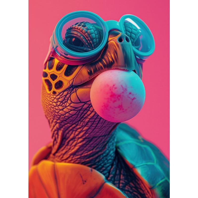 Cat Bear Panda Jaguar Cow Rabbit Tiger Animals Blowing Bubbles Poster Print Wall Art Pictures Canvas Painting Home Decor Gift