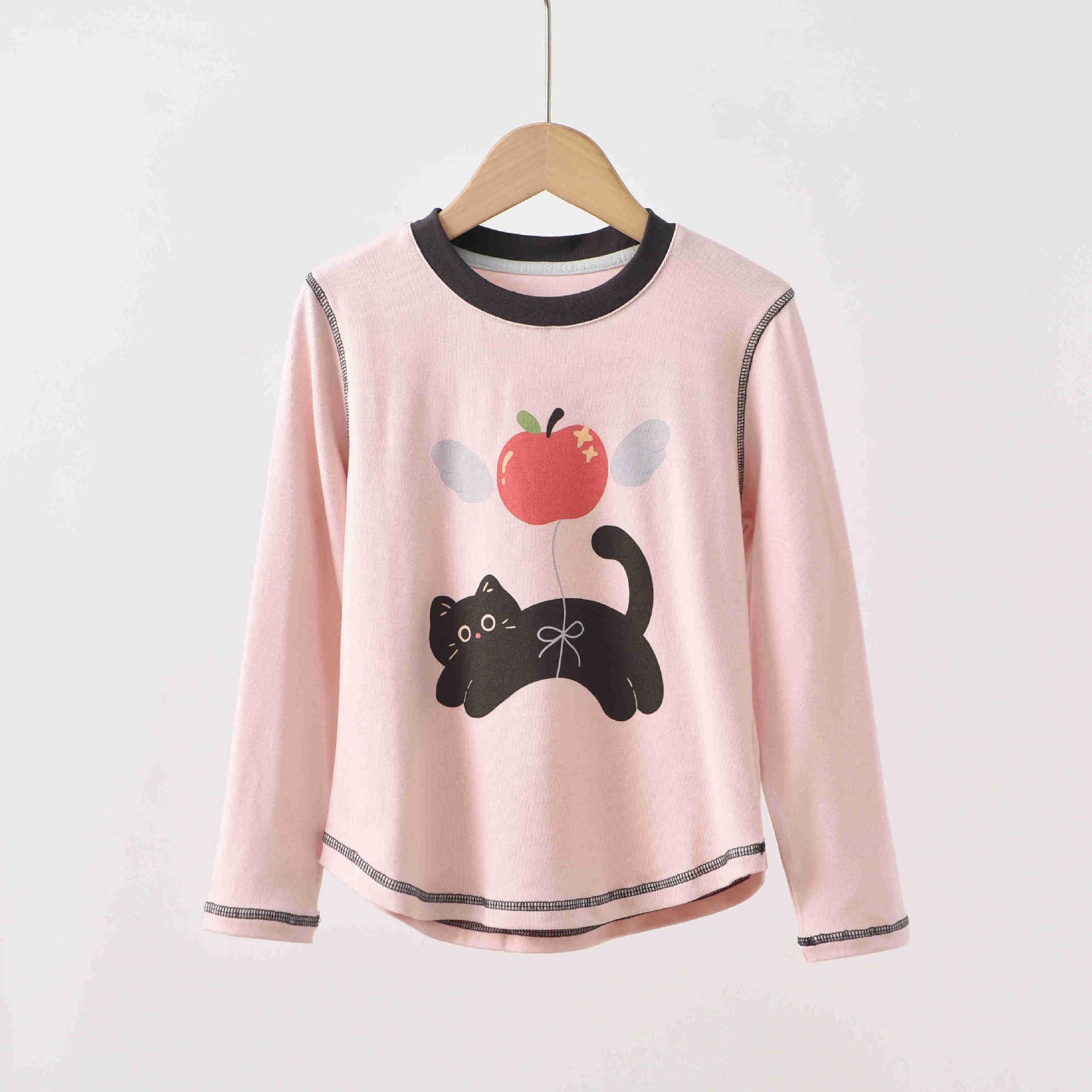 

Осенняя детская футболка из льна с мультяшным колор-блоком - для мальчиков и девочек, с длинным рукавом и круглым вырезом 130 розовый/персиковый