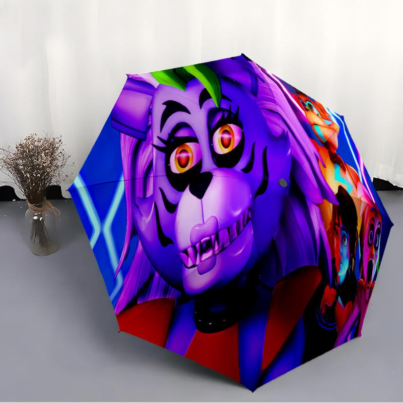 Printed Horror Game F-FNAF Freddy Folding Umbrella,Outdoor,Leisure,And Travel Umbrella,Durable Umbrella Fabric,Birthday And Holiday Gift