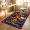 Floral Garden Theme Crystal Velvet Rug Personalized Custom Name Text Soft Floor Mat Home Decor