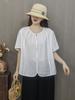 Summer New Modal Cotton Linen Loose Oversized V-Neck Sweatshirt Shirt Women's T-Shirt
