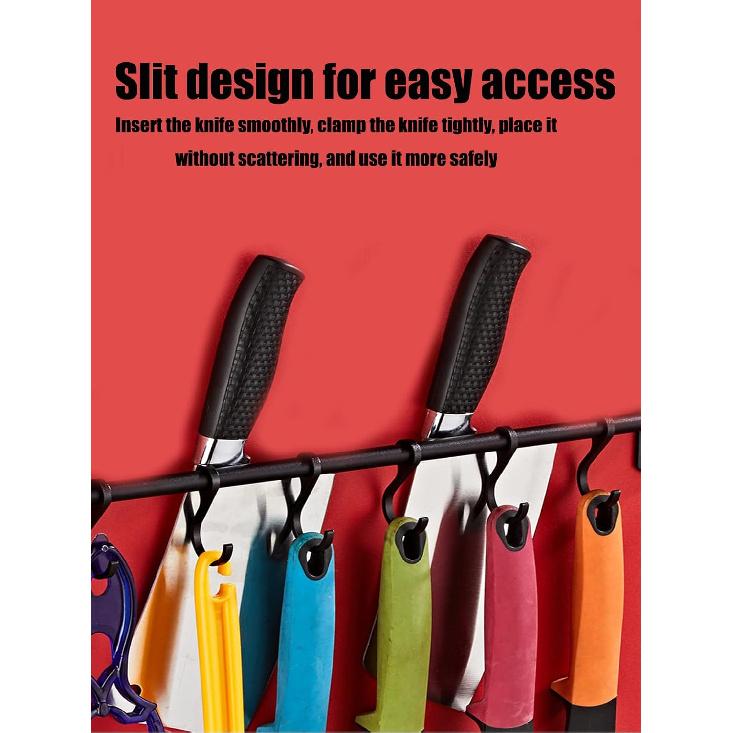 Kitchen Rail with 6 Sliding Hooks, Wall Mount Kitchen Utensil Rack, Pan and Pot Hangers Organization and Storage Holder Set, Black