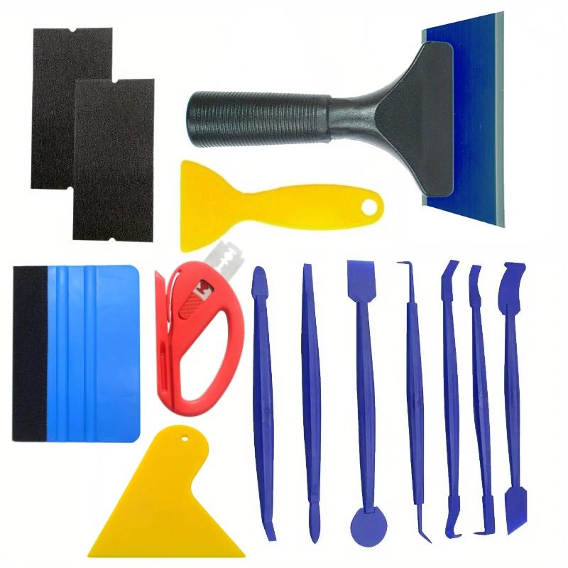 

14Pcs Car Wrapping Vinyl Tool Kit Window Film Tint Tools Car Wrap Sticks Edge Trimming Squeegee Tinting Felt Edge Squeegee
