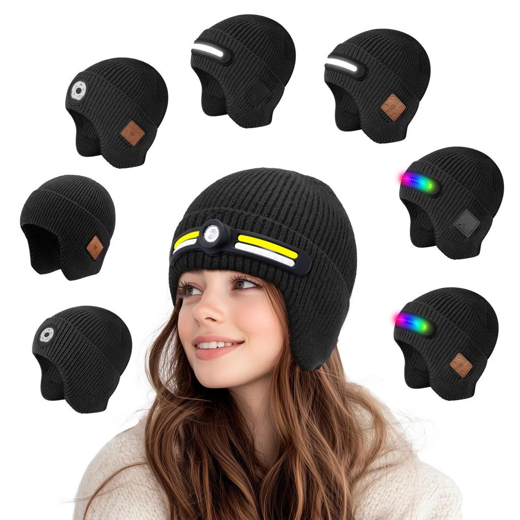 LED Bluetooth Light-Up Earflap Hat with Music for Parties
