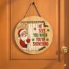 Christmas Welcome Door Sign Cartoon Santa Claus Door Hanging Sign Xmas Holiday Party Front Door Hanger Decoration Decorative Wall Plaque