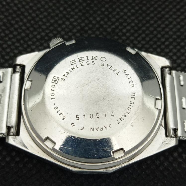 USED VINTAGE SEIKO 5 AUTOMATIC 6319A JAPAN MENS D/D BLUE WATCH 608a-a315017-9