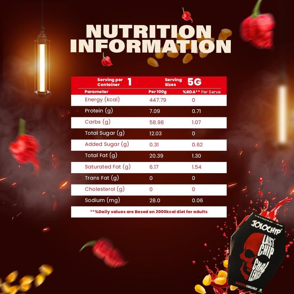 Provocarea Jolochip Last Chip | Tortilla cea mai picantă din lume | Chips picant Scorpion și Piper Fantomă | 5g