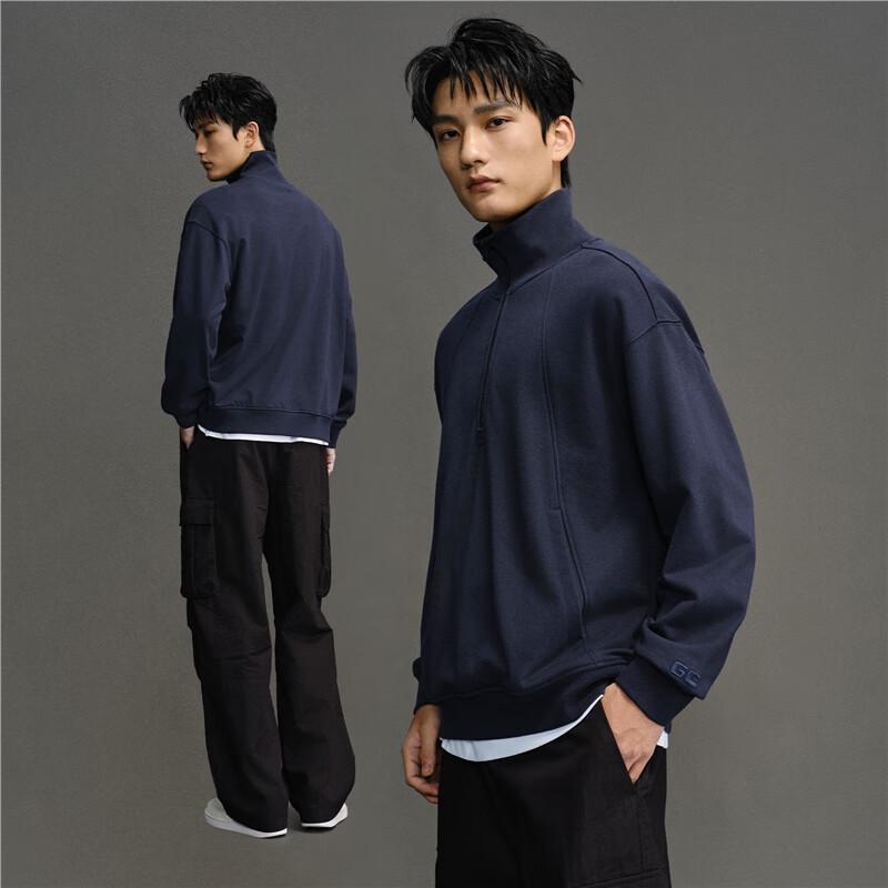 GIORDANO CONCEPTS Men's Half-Zip High-Neck Sweatshirt