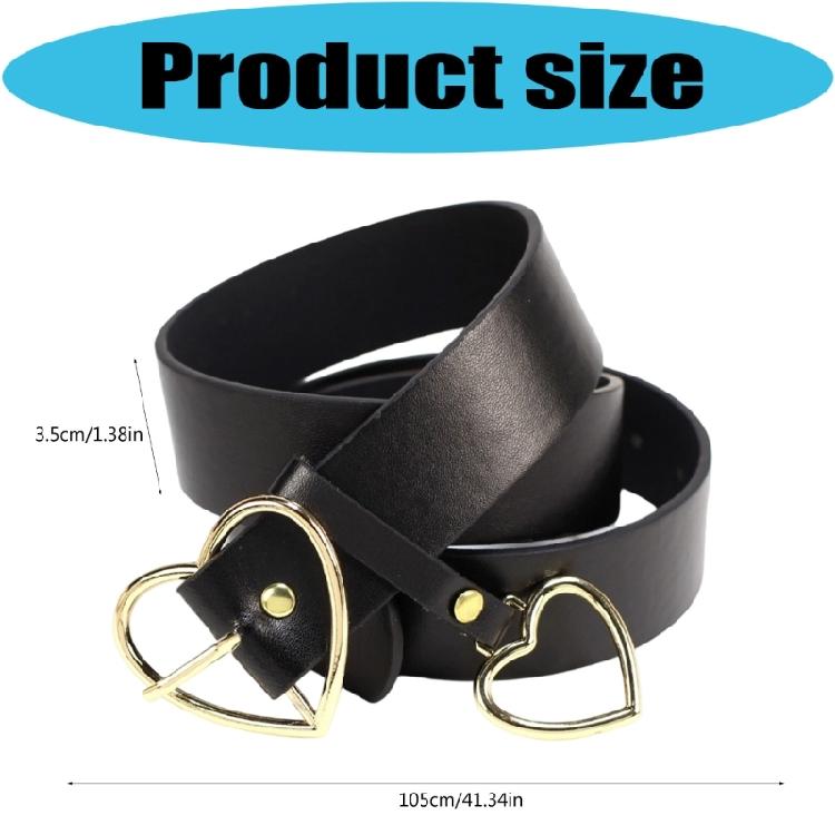 Adjustable Women Belt Heart Buckles Alloys D Rings Embellishment Stylish Accessory For Work Or Weekends Outfits