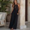 Boho Chic Clothing Women's Sheer Lace Halter Maxi Dress Sleeveless Floral Beach