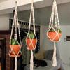 Hand Woven Hanging Basket. Plant holder & mesh bag for balcony gardening.