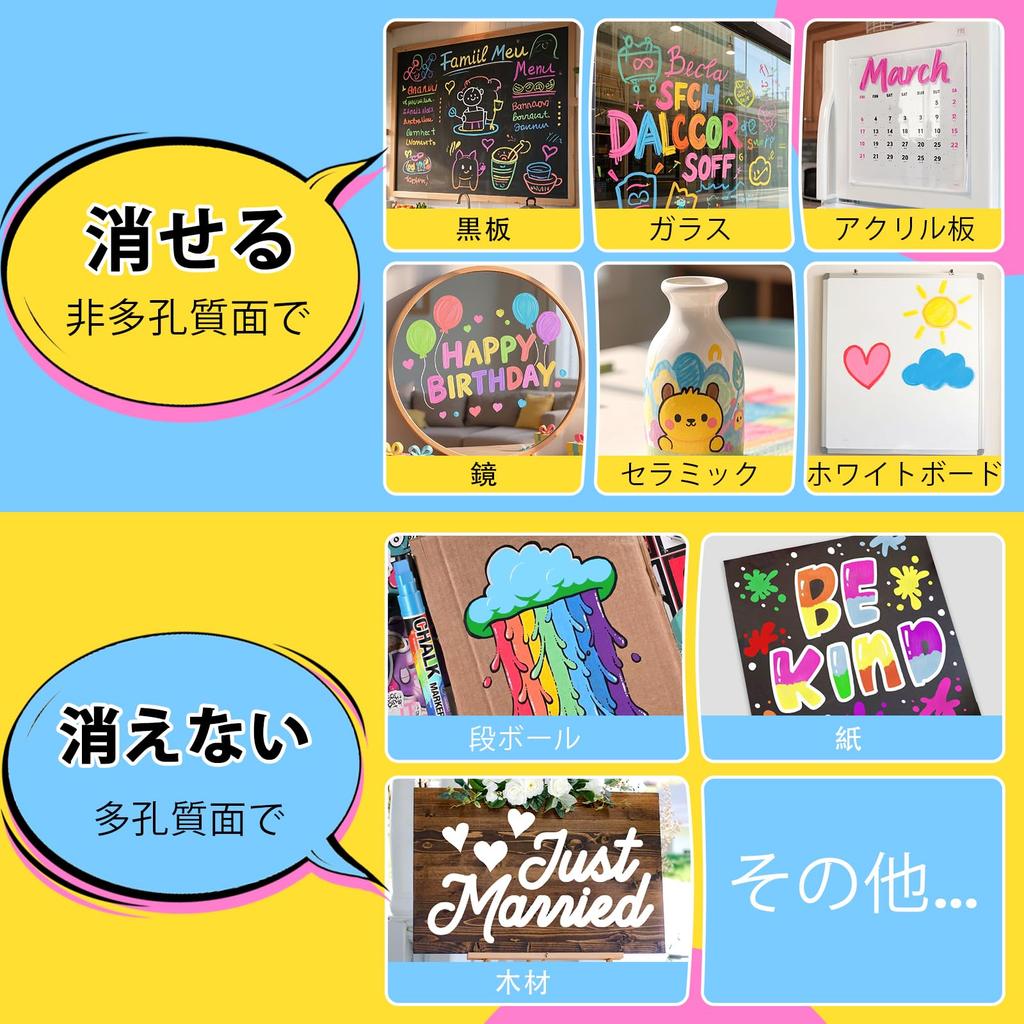 AKARUED 10mm Wide Blackboard Erasable with for Smooth Surfaces Like Store and Bold Liquid Chalk for Kids and Adults Markers, Dustless, Water-Based,