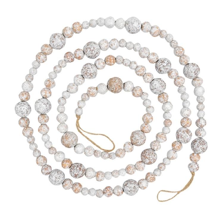 Wooden Bead Christmas Garland 7.41ft Long Festival Tree Decoration For Mantels Staircase Holiday Party Centerpieces