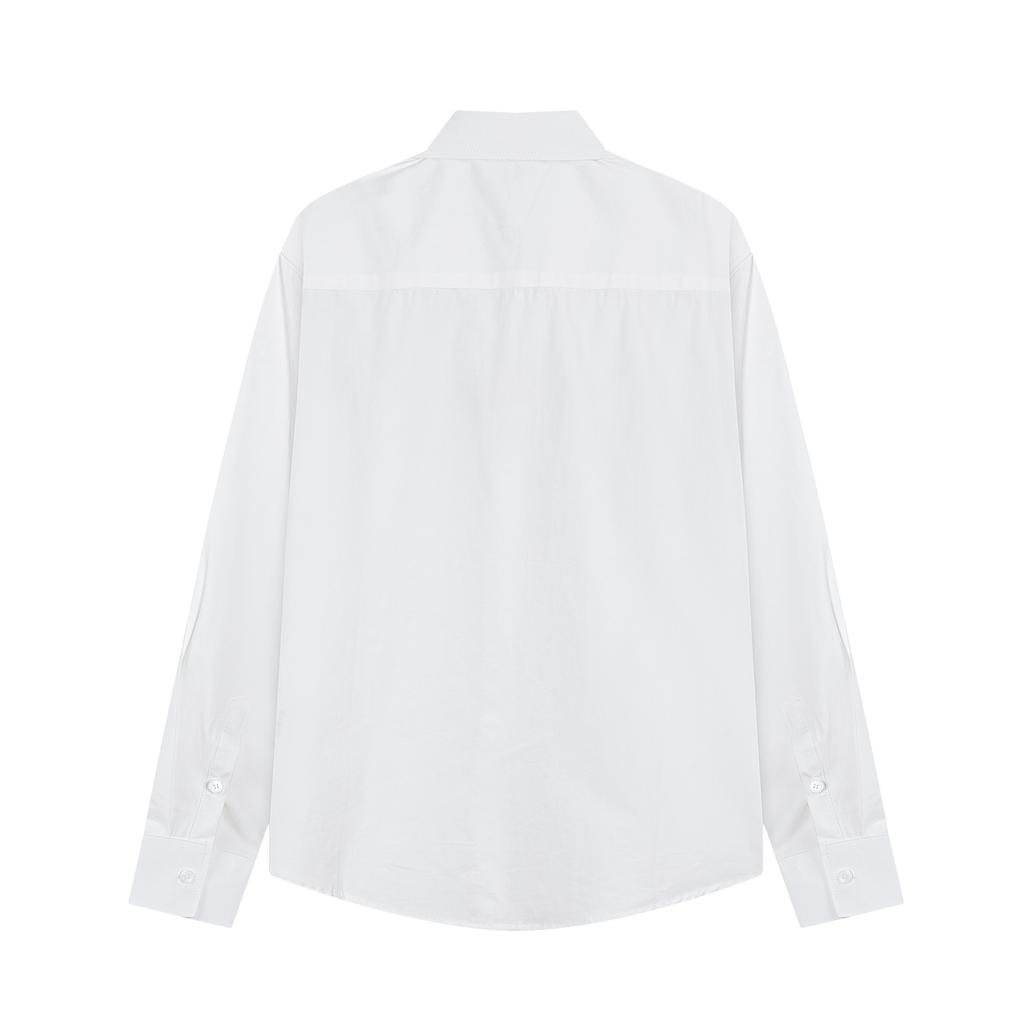 AMI Spring and Summer New Chest Color Small Heart Embroidery Casual Cotton Solid Color Long Sleeved Shirt