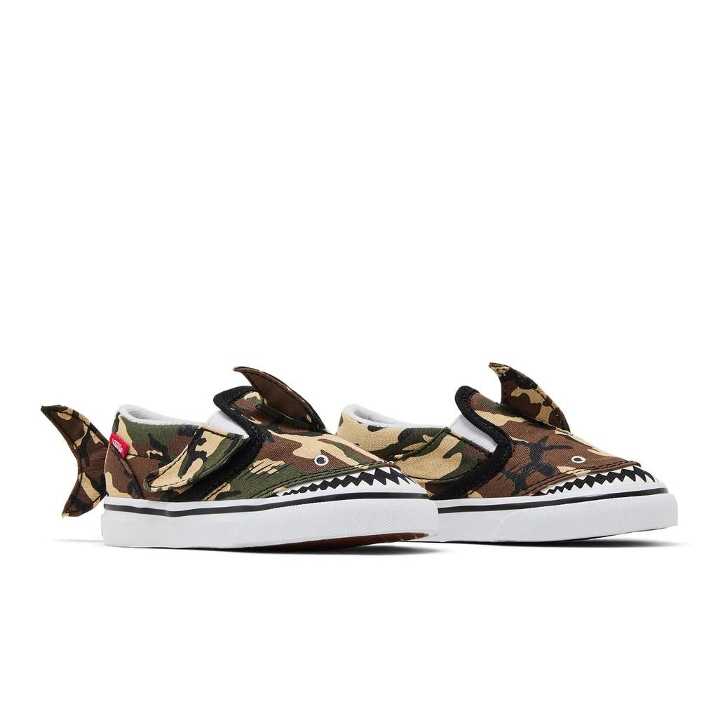 Vans Slip- V Toddler 'Camo Shark' (Unisex) Black / True White Toddler Shoes VN0A7Q4ZASB