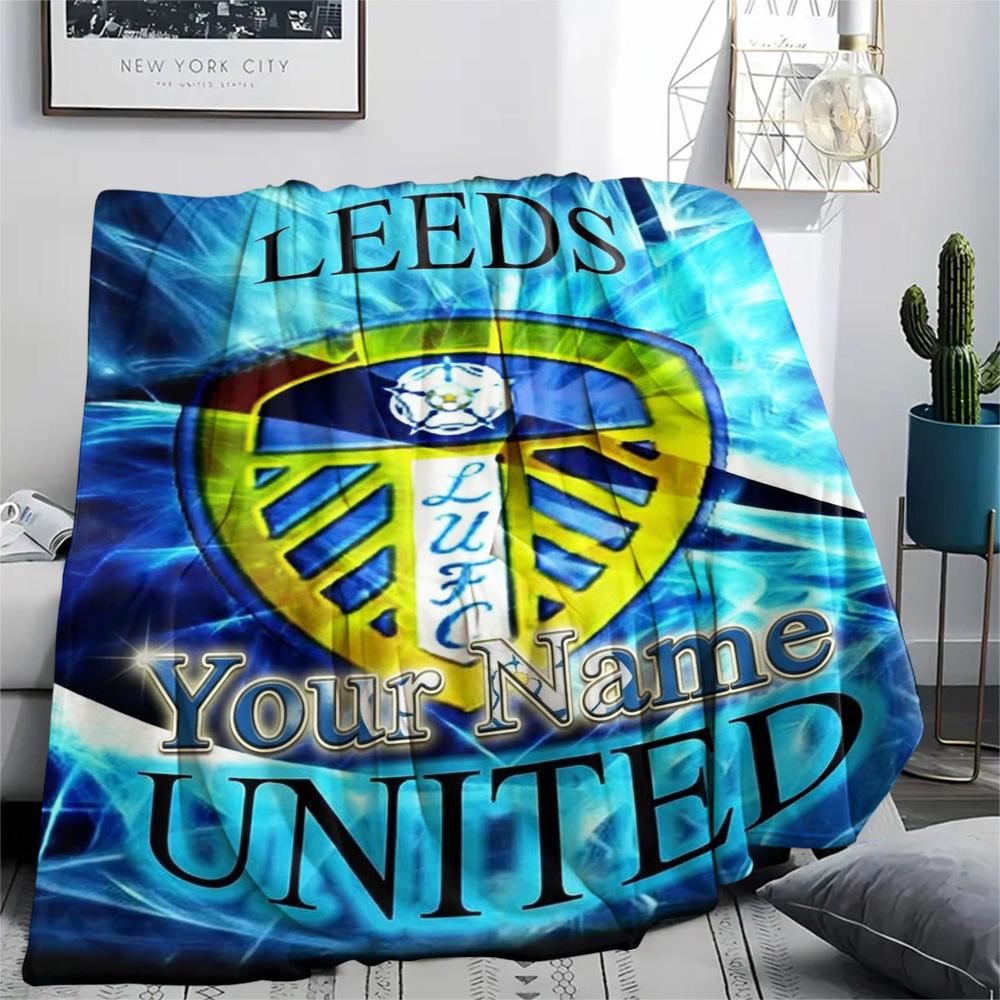 1PC Leeds Crest Custom Name Patterned Flannel Blanket Suitable For All Seasons For Home Decor Warmth And Comfort Gifts Holiday Present