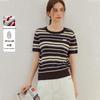 INMAN Women's Ice Silk Striped Knit Top