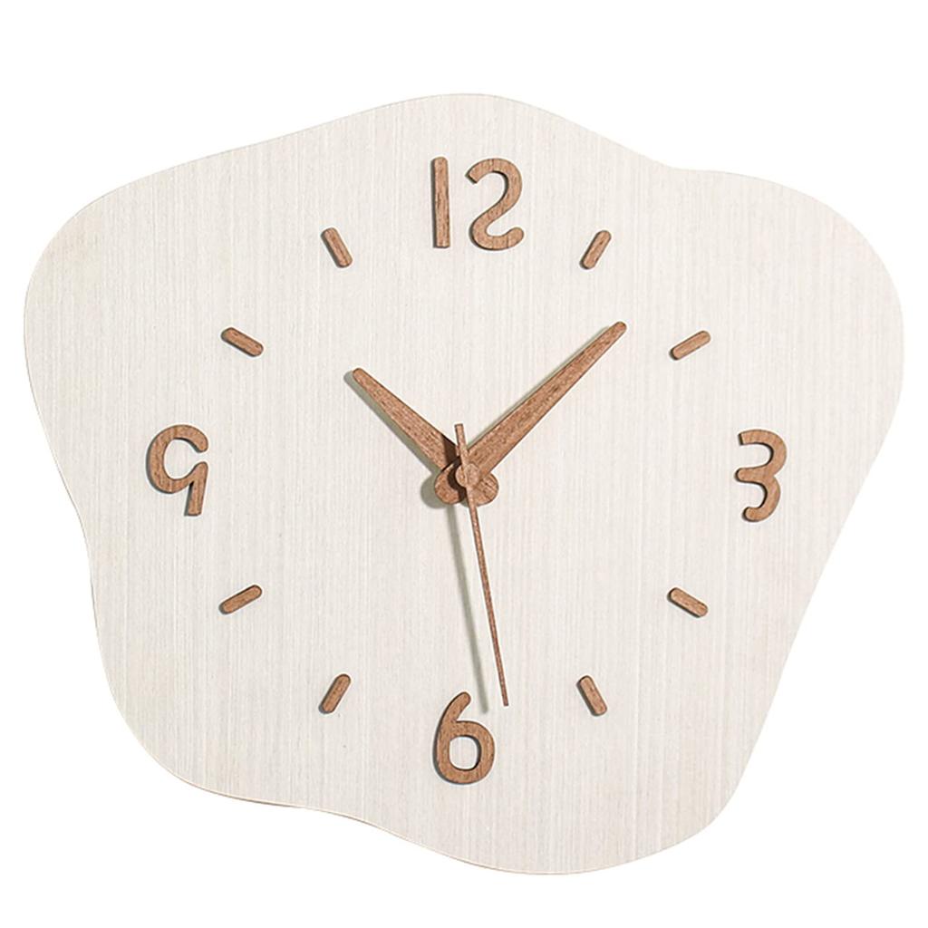 Danmukeji Wall Natural Solid Wood 3D Continuous for Home Living Interior Gift Wood Clock, Wooden, Stylish, Nordic, Silent, Flower-Shaped, Frameless,