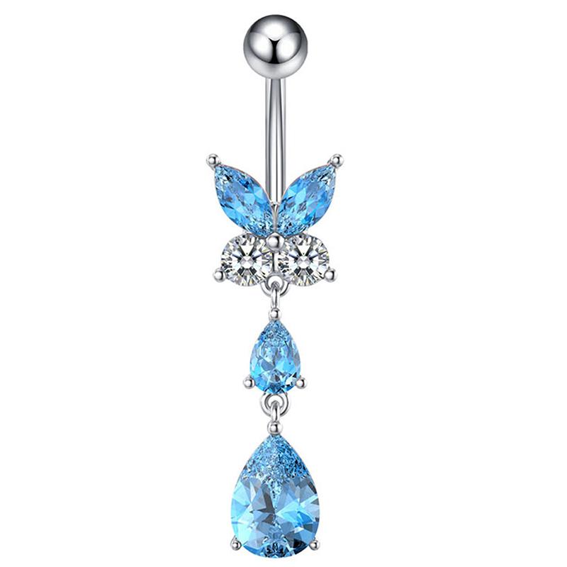 

Кольцо для пирсинга пупка из нержавеющей стали с бабочкой и цирконием для женщин, украшения для тела