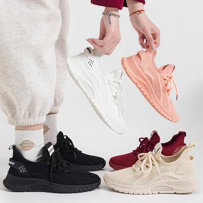 Women Fly Weave Mesh Breathable Sneakers 2024 New Flat Casual All-match White Sport Shoes Female Outdoor Running Shoes
