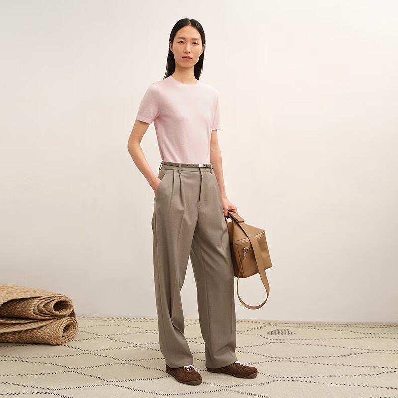 LESS 2025 Winter Cashmere Blend Short Sleeve Knit Top