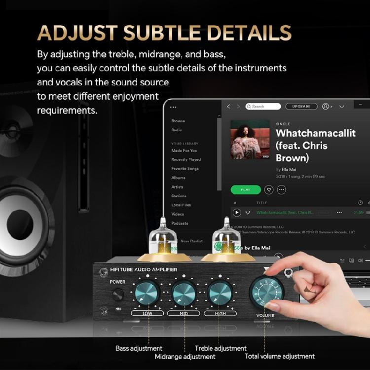 HiFi Stereoes Preamp Featuring Vacuum Tubes and Gold Plateds RCAs Connectors for Sound Quality
