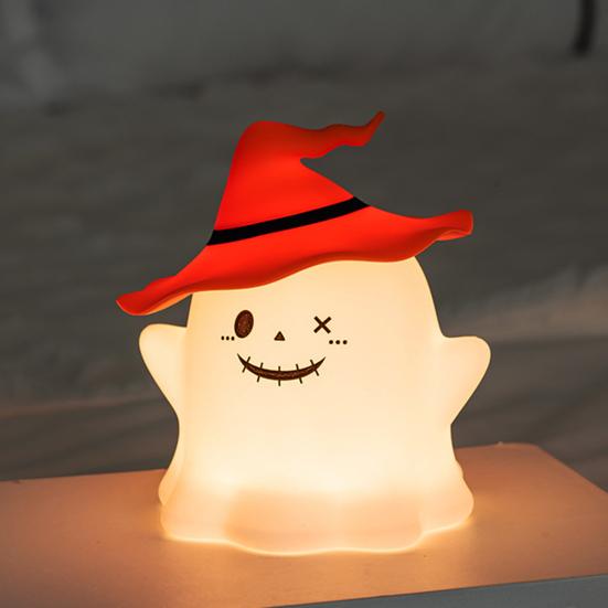 Night Light Ghost Face Design LED Energy-Saving Ambient Light Portable Compact Soft Light Source Pat Light Halloween Party Decor