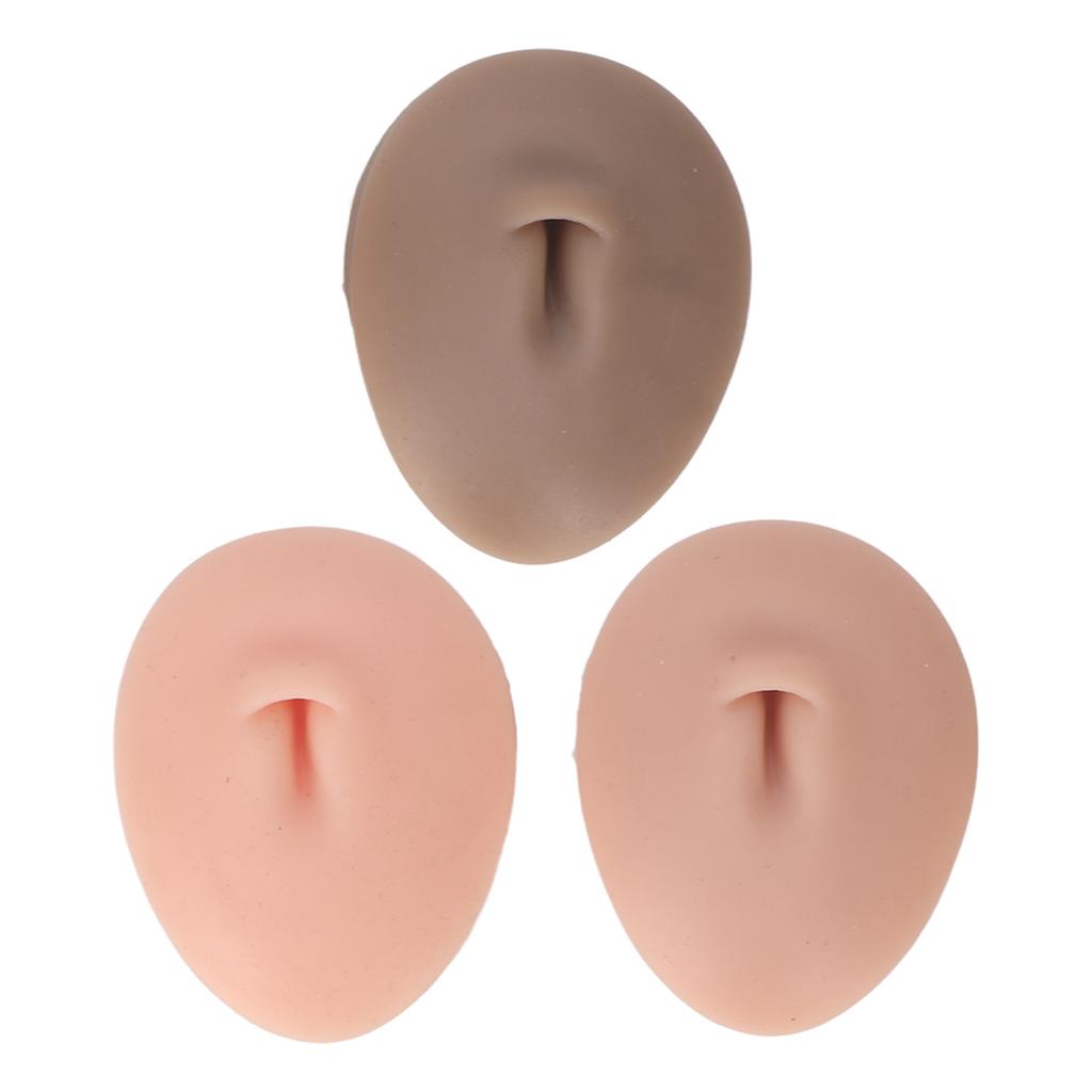 3pcs 3D Silicone Button Belly Model Display Belly Piercing Practice Model for Acupuncture Teaching