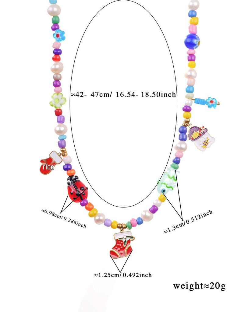 2025 Santa Claus & Christmas Tree Rice Bead Choker - European/American Fashion Stainless Steel