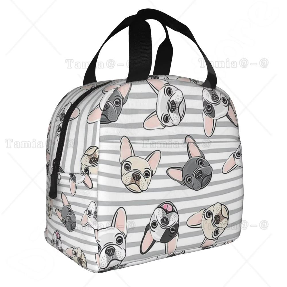 French Bulldogs Dog Insulated Lunch Bag for Women Men and Kids Large and Reusable Handle Freezable Work School Travel Tote Bags