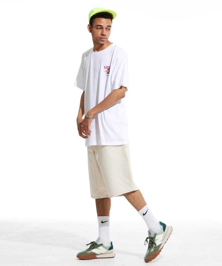 CREAM SODA LAB Lab Gray Surfer Small Logo Short Sleeve T-Shirt White Pink