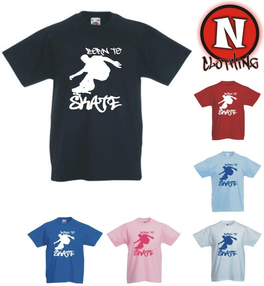 

Рожден кататься на скейтборде Детский Скейтбординг Смешной 3 года до 13 лет L