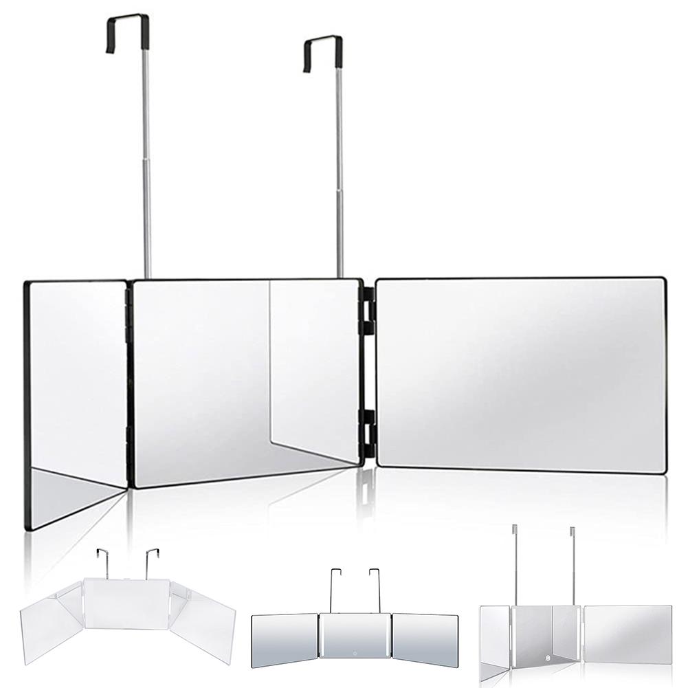 

Зеркало на 360 градусов со светодиодной подсветкой, складное зеркало с тремя сторонами и подсветкой, зеркало для самостоятельной укладки, регулируемый инструмент для стрижки волос своими руками