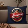 Federa per Cuscino Classica Birra Budweiser Tessuto Peluche Morbido Stampata Double-Sided Divano Caldo Inverno Casa Regalo Bambino Federa