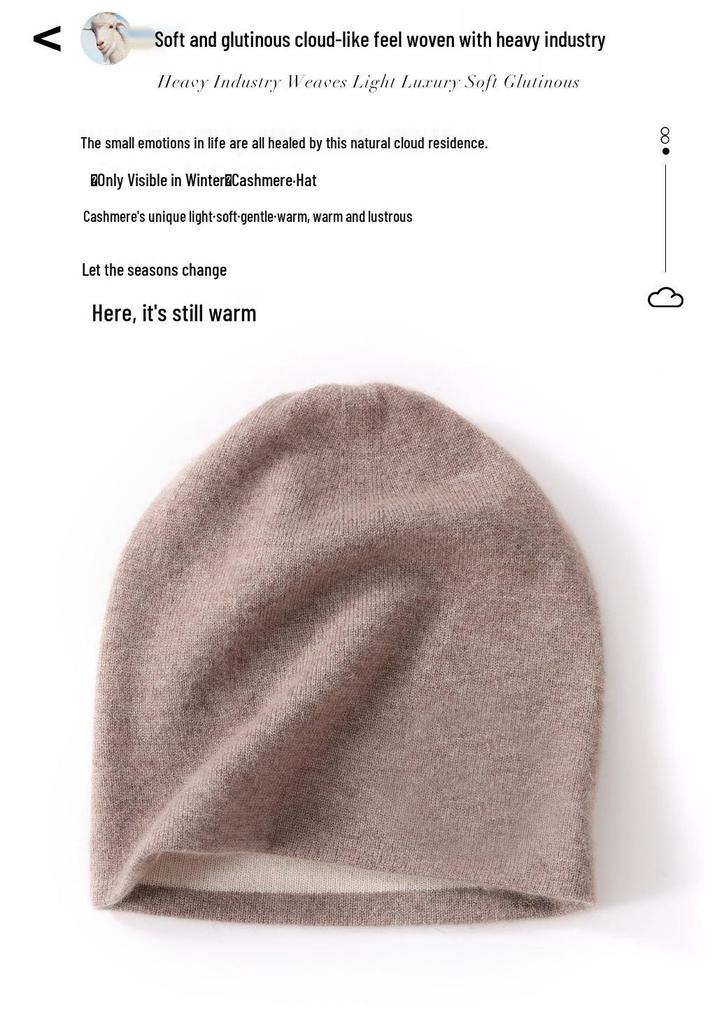 First-Line Seamless Cashmere Knit Hat: 2025 Autumn/Winter, Thick Double-Layer, Flat Ear Protection, Warm & Soft.