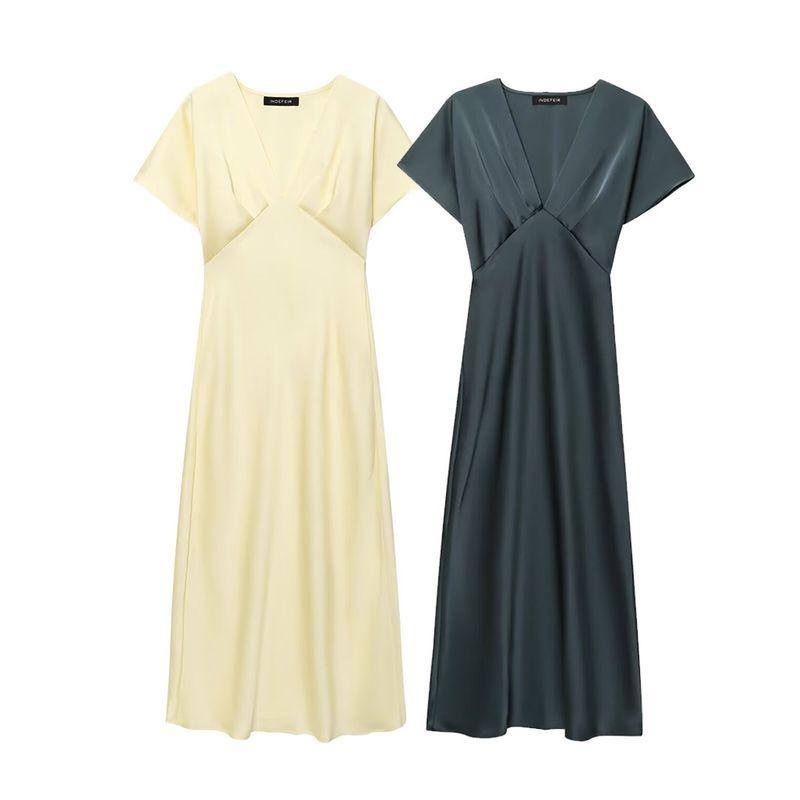 Kaslead New Arrival Women's Clothing Fashion Style Fashion Silk Satin Texture Midi Skirt Dress 2330399