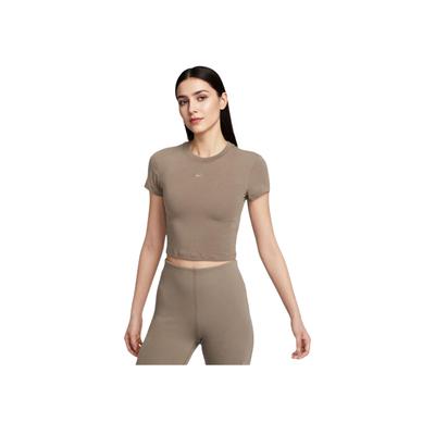 Sportswear AS W NSW NK CHLL KNT CRP Chill Knit Fashion Breathable Short Sleeve Regular T-Shirt Women Tops Brown HF9539233