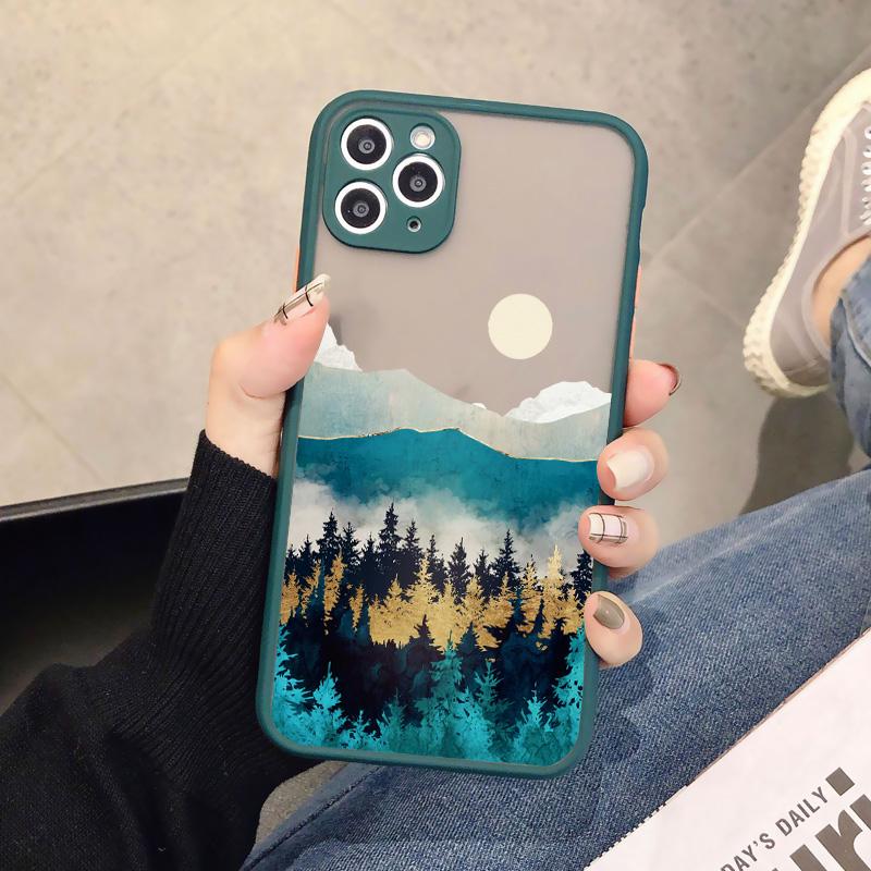 Hand Painted Phone Case For iphone X XS XR Scenery Shockproof Cases For iPhone 15 14 12 13 11 pro MAX Mini 7 8 Plus SE2 Cover
