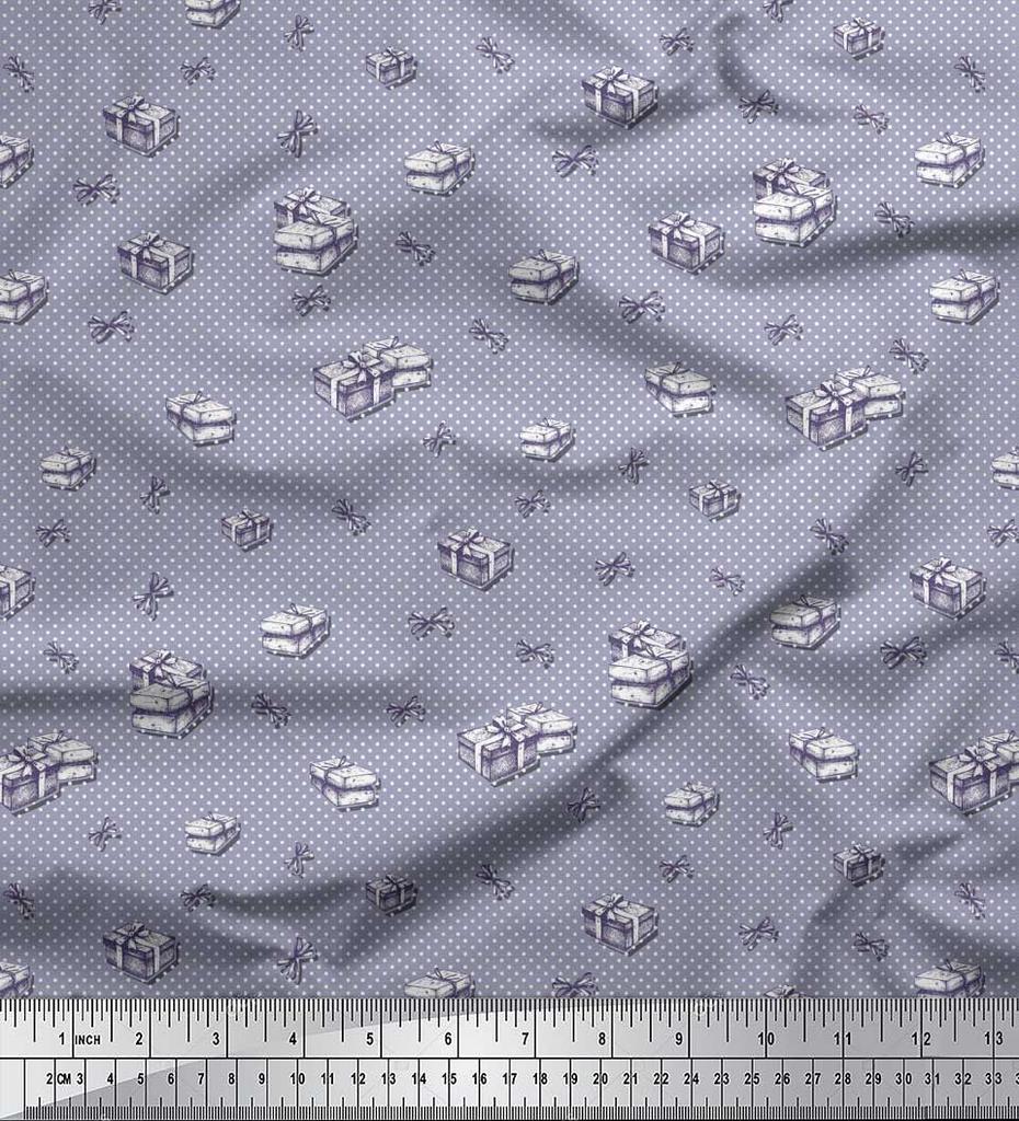 Soimoi Blå Japan Kreppsatin Stoff Bånd & Gaveeske Fest Trykt Stoff 1 meter 42 Tommer