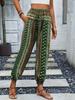 Frühling/Sommer Damen Böhmischer Ethno-Print Locker Schlankmachend Drapierte Elastische Taille Aufgeschlagene Lässige Hose