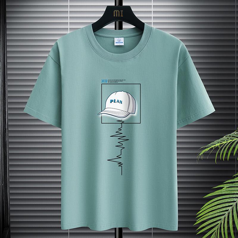 Camiseta de Manga Corta de Algodón Puro de Corte Holgado y a la Moda para Hombre Verano 2025