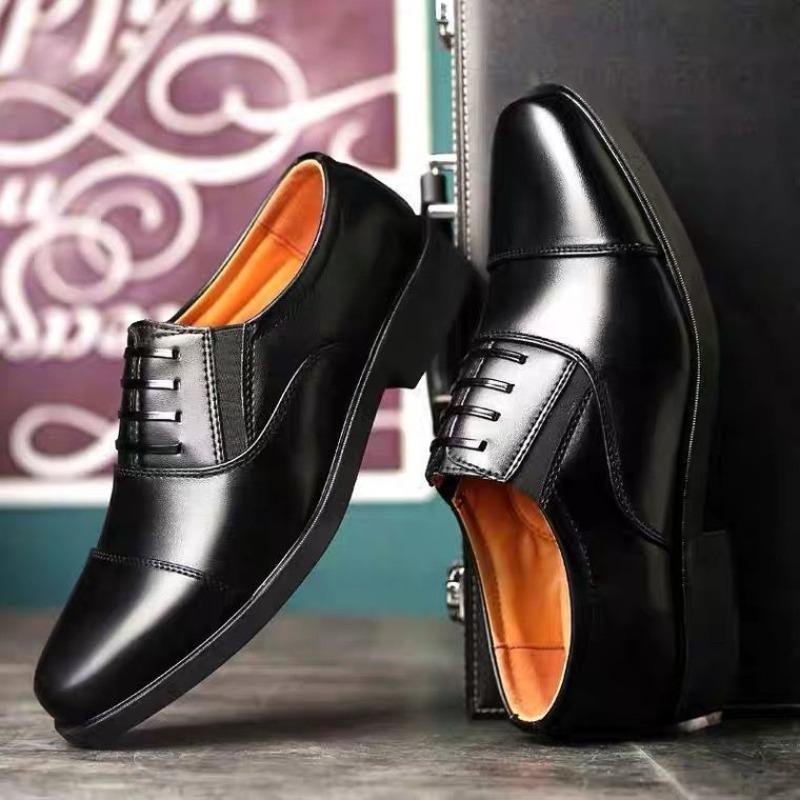 Genuine leather cowhide shoes men's spring three-joint breathable leather shoes men's security business black men's shoes